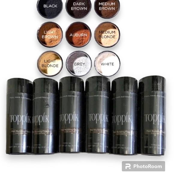 Toppik Medium Brown Hair Fibers lot of 6 bottles 27.5 oz